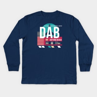 Daytona Beach, Florida (DAB) Airport Code Baggage Tag Kids Long Sleeve T-Shirt